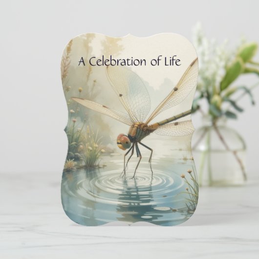 Gedächtnisdienst Einladung Dragonfly Wasserfarben  (Stehend Vorderseite)