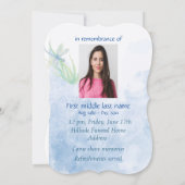 Gedächtnisdienst Einladung Dragonfly Wasserfarben (Rückseite)