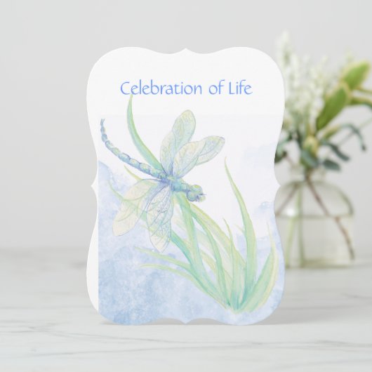 Gedächtnisdienst Einladung Dragonfly Wasserfarben  (Stehend Vorderseite)