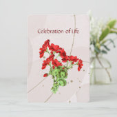 Gedächtnisdienst Einladung Geranium Blume Kunst (Stehend Vorderseite)