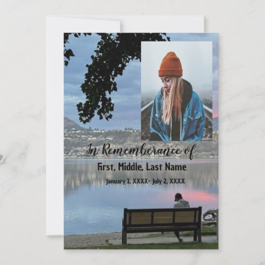 Gedächtnisdienst Einladung Park/Garten: Parco di V (Vorderseite)