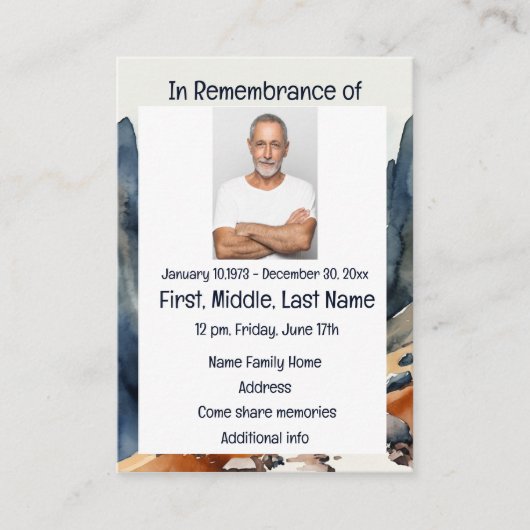 Gedächtnisdienst Einladung Wasserfarbenwandern (Vorderseite)