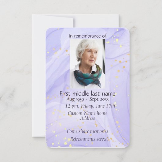 Gedächtnisdienst Einladung Watercolor Wild Violet (Rückseite)