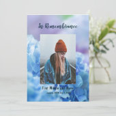 Gedächtnisdienst Einladung zu Hydrangea Garden-Blu (Stehend Vorderseite)