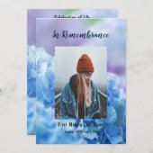 Gedächtnisdienst Einladung zu Hydrangea Garden-Blu (Vorne/Hinten)