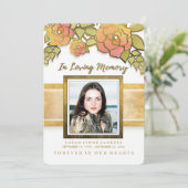 Gedächtnisdienst Golden Blume Foto Einladung (Stehend Vorderseite)