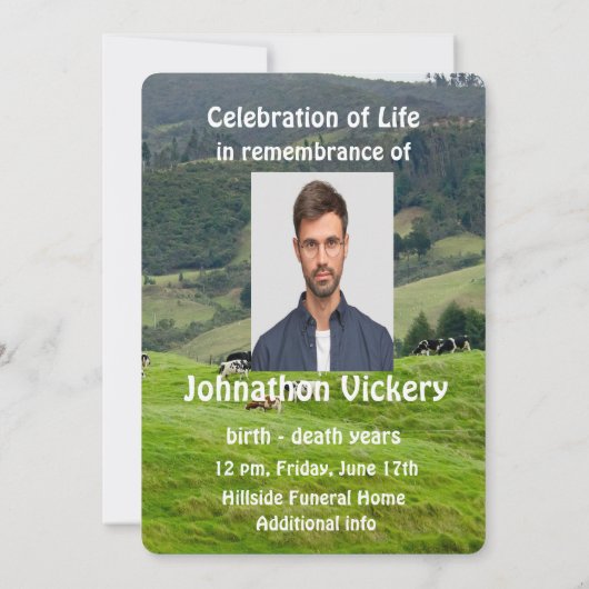 Gedächtnisdienst lädt Bauer der Rinderzucht ein Einladung (Rückseite)