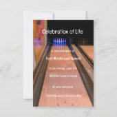 Gedächtnisdienst lädt Bowling Lane Bowler ein Einladung (Rückseite)