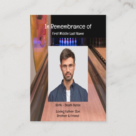 Gedächtnisdienst lädt Bowling Lane Bowler ein Visitenkarte (Vorderseite)