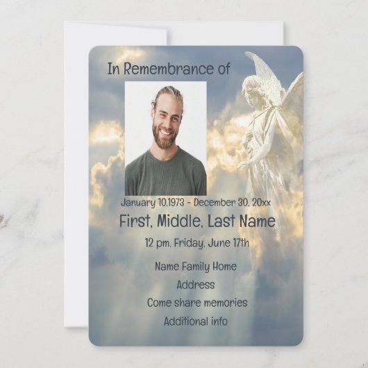 Gedächtnisdienst lädt "Bright Angel" in Sky ein Einladung (Vorderseite)