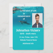 Gedächtnisdienst lädt Delphine unter Wasser ein Einladung (Rückseite)