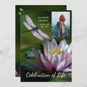 Gedächtnisdienst lädt Dragonfly Lotus-Blume ein Einladung (Vorne/Hinten)