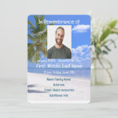 Gedächtnisdienst lädt tropisches Strandparadies ei Einladung (Stehend Vorderseite)