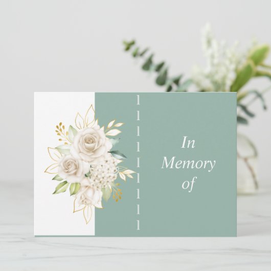 Gedächtnisdienst lädt Wild White Rose Custom ein Einladung (Stehend Vorderseite)