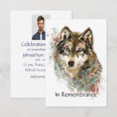 Gedächtnisdienst lädt Wolf Wildlife Art ein Einladung (Vorne/Hinten)