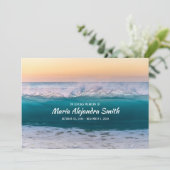 Gedächtnisdienst Seeozeanwachs hinzufügen Ihr Foto Einladung (Stehend Vorderseite)