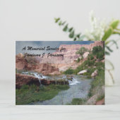 Gedächtnisdienst Wasserfall Landschaft Einladung (Stehend Vorderseite)