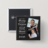 Gedächtniserinnerung Gedicht Imitate Leather Foto Button (Vorne & Hinten)