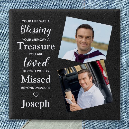 Gedächtniserinnerung Gedicht Imitate Leather Foto Button