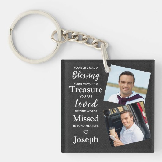 Gedächtniserinnerung Gedicht Imitate Leather Foto Schlüsselanhänger (Vorderseite)