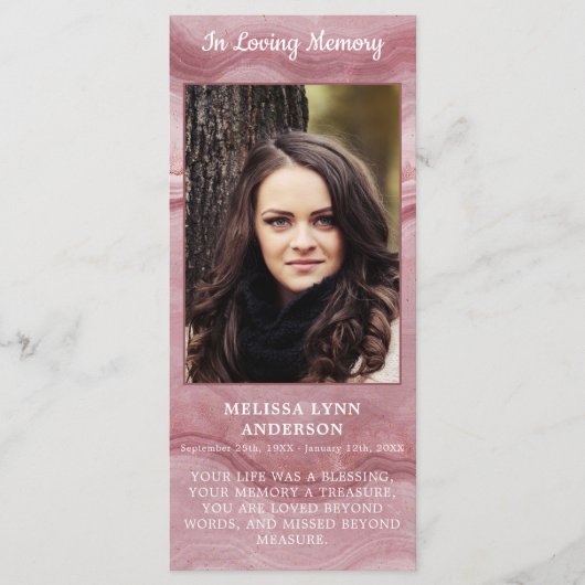 Gedächtnisfeier Beerdigung Foto Karte Rose Quarz (Vorderseite)