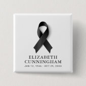 Gedächtnisfeier Black Ribbon Modern Einfach Button (Vorderseite)