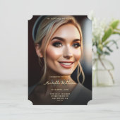 Gedächtnisfeier im Love Memory Elegantes Schwarzes Einladung (Stehend Vorderseite)