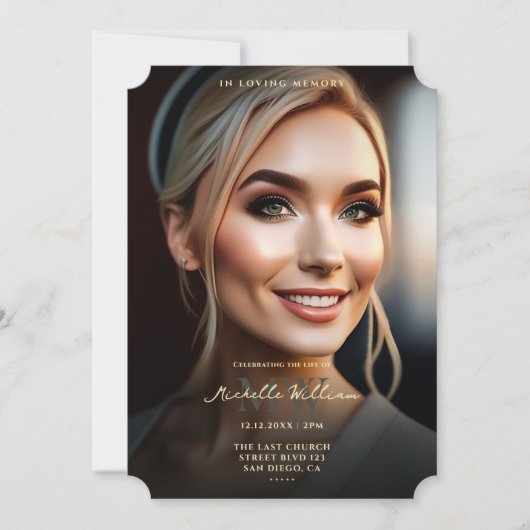 Gedächtnisfeier im Love Memory Elegantes Schwarzes Einladung (Vorderseite)