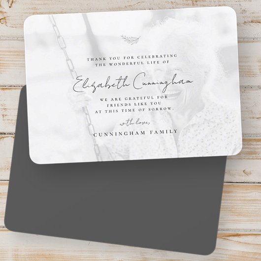 Gedächtnisfeier Modernes, einfaches Foto Dankeskarte