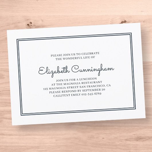 Gedächtnisfeier Modernes und einfaches Elegantes Einladung