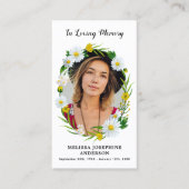 Gedächtnisfloral Daisy Beerdigung Foto der Gebetsk Telefonnummerkarte (Vorderseite)