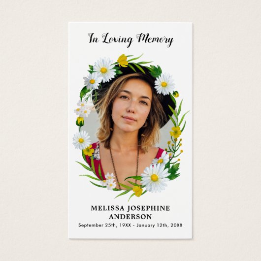 Gedächtnisfloral Daisy Foto Beerdigung Gebetskarte (Vorderseite)