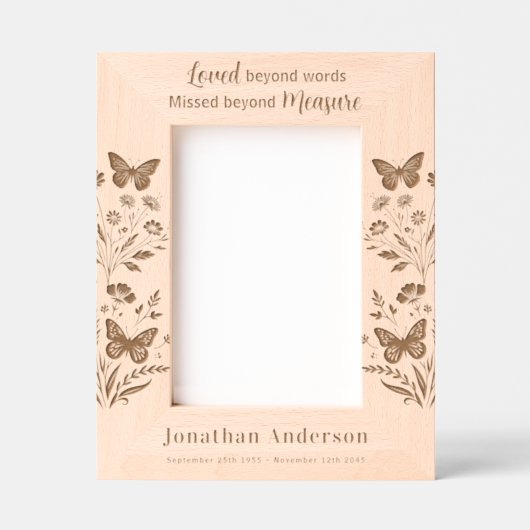 Gedächtnisflorale Erinnerung personalisieren Holz- Geätzte Rahmen (Vorderseite)
