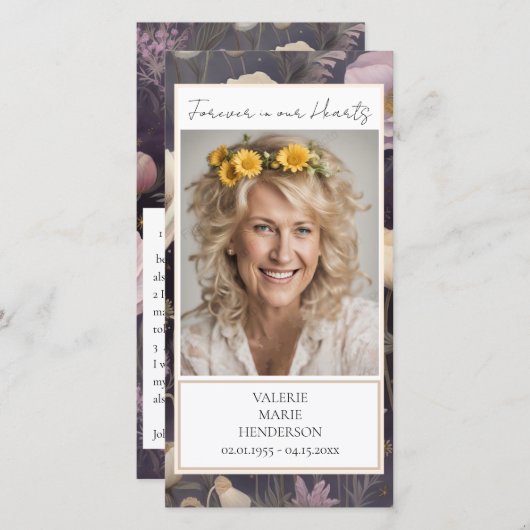 Gedächtnisflorale Foto Beerdigung Keepake Dankeskarte (Vorne/Hinten)