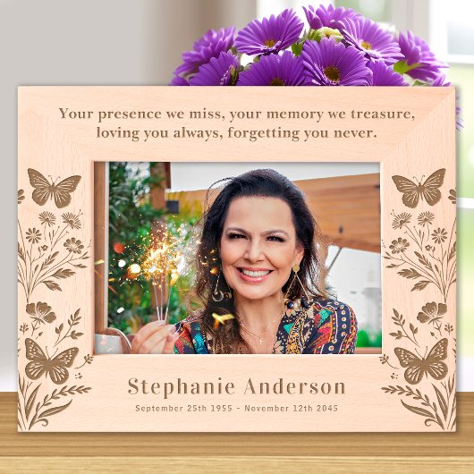 Gedächtnisflorale Schmetterlingsholz Erinnerung Geätzte Rahmen