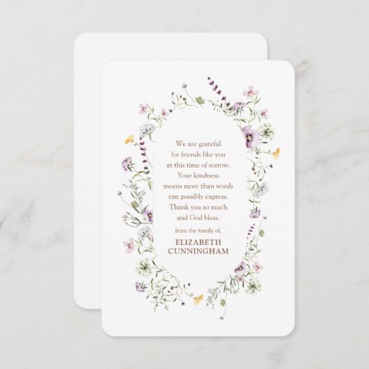 Gedächtnisflorale und Botanicale in Foliage Dankeskarte (Vorne/Hinten)