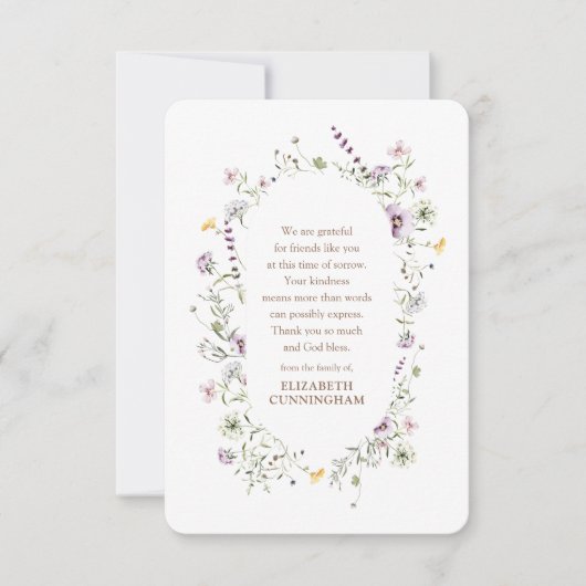 Gedächtnisflorale und Botanicale in Foliage Dankeskarte (Vorderseite)