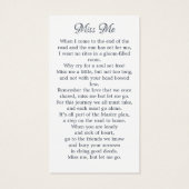 Gedächtnisflorale Vogelgedicht Beerdigungskarte (Rückseite)