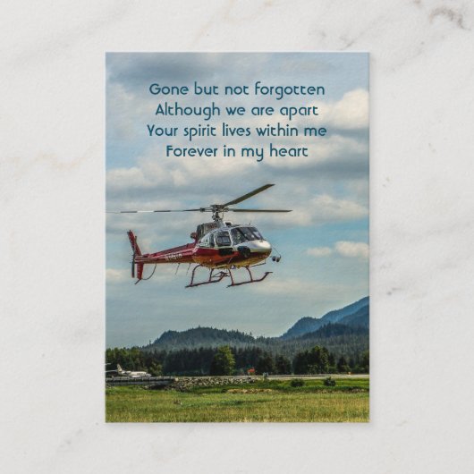 Gedächtnisflugzeug-Foto-Pilot Hubschrauber fliegen Visitenkarte (Vorderseite)