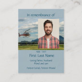 Gedächtnisflugzeug-Foto-Pilot Hubschrauber fliegen Visitenkarte (Rückseite)