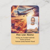 Gedächtnisflugzeug Foto Prayer Pilot Flugzeug Flug Visitenkarte (Rückseite)