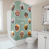 Gedächtnisfoto Collage Polka Dot Mit Monogramm Duschvorhang (Beispiel)