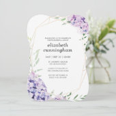 Gedächtnisfräse Hydrangea Lilac Floral Geometrie Einladung (Stehend Vorderseite)