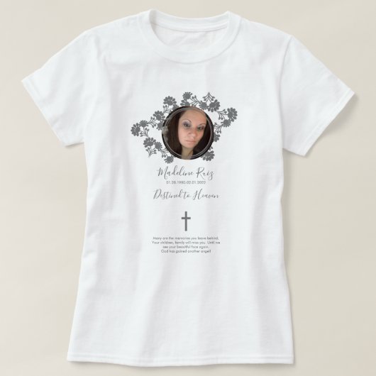 Gedächtnisfräsen Foto-Blumenmotiv T-Shirt (Design vorne)