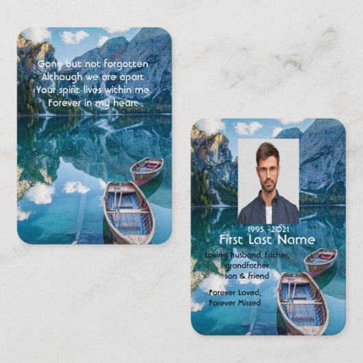 Gedächtnisgebet Foto Kanusee Wilderness Wasser Visitenkarte (Vorne/Hinten)