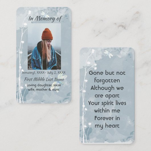 Gedächtnisgedächtnis-Sake-Dragonfly Weiße Blume Visitenkarte (Vorne/Hinten)