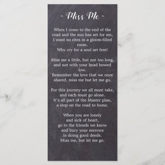 Gedächtnisgedicht Rustikale Beerdigung Gedicht (Rückseite)