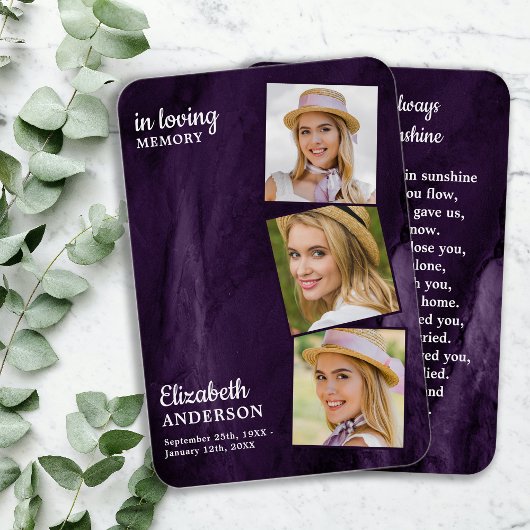 Gedächtniskarte 3 Foto Gedenkkarte Beerdigungskart