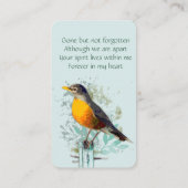 Gedächtniskarte American Robin Bird Art Visitenkarte (Rückseite)