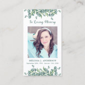 Gedächtniskarte Beerdigung Eukalyptus Botanisch Telefonnummerkarte (Vorderseite)